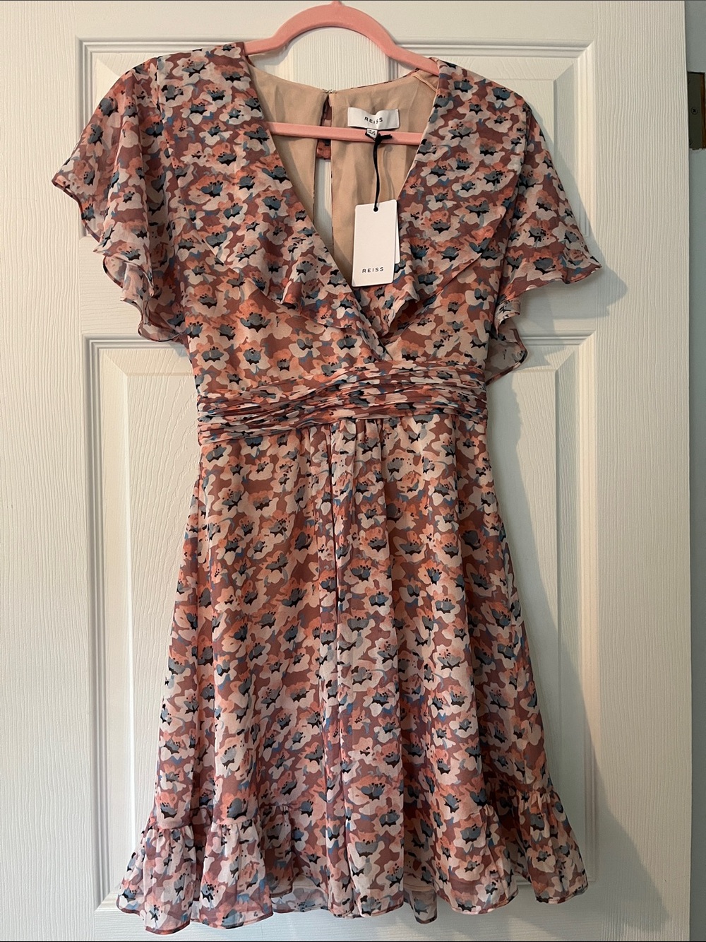 Reiss Pink Multi-Print Mini Dress